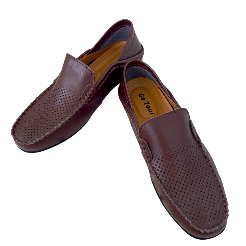 Go Tour Mens Loafer Breathable‎ Punched Leather Shoes 11M